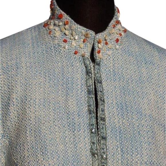 Cache Boucle Tweed Top Jacket Lined Embellished Beads Sequins Stones $198 NWT - Picture 5 of 8